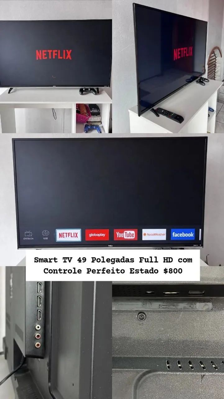 Smart TV Philco 49 Polegadas Full HD Perfeito Estado com Controle HDMI AV USB Espelha Tela - Foto 4