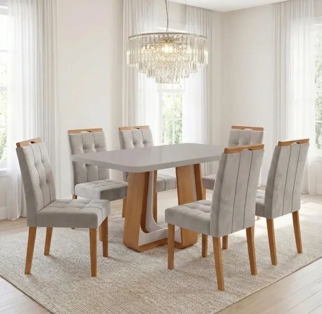Conjunto Mesa e 6 Cadeiras Amendrabelle 170 cm