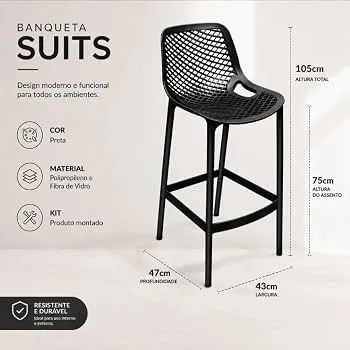 Banquetas SUITS para Cozinha, Bar e Bancadas - Foto 4