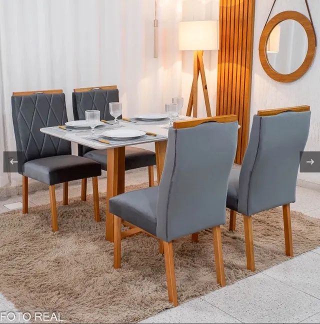 Conjunto de Jantar Essenza 120 com 4 Cadeiras Veludo Cinza - Foto 5