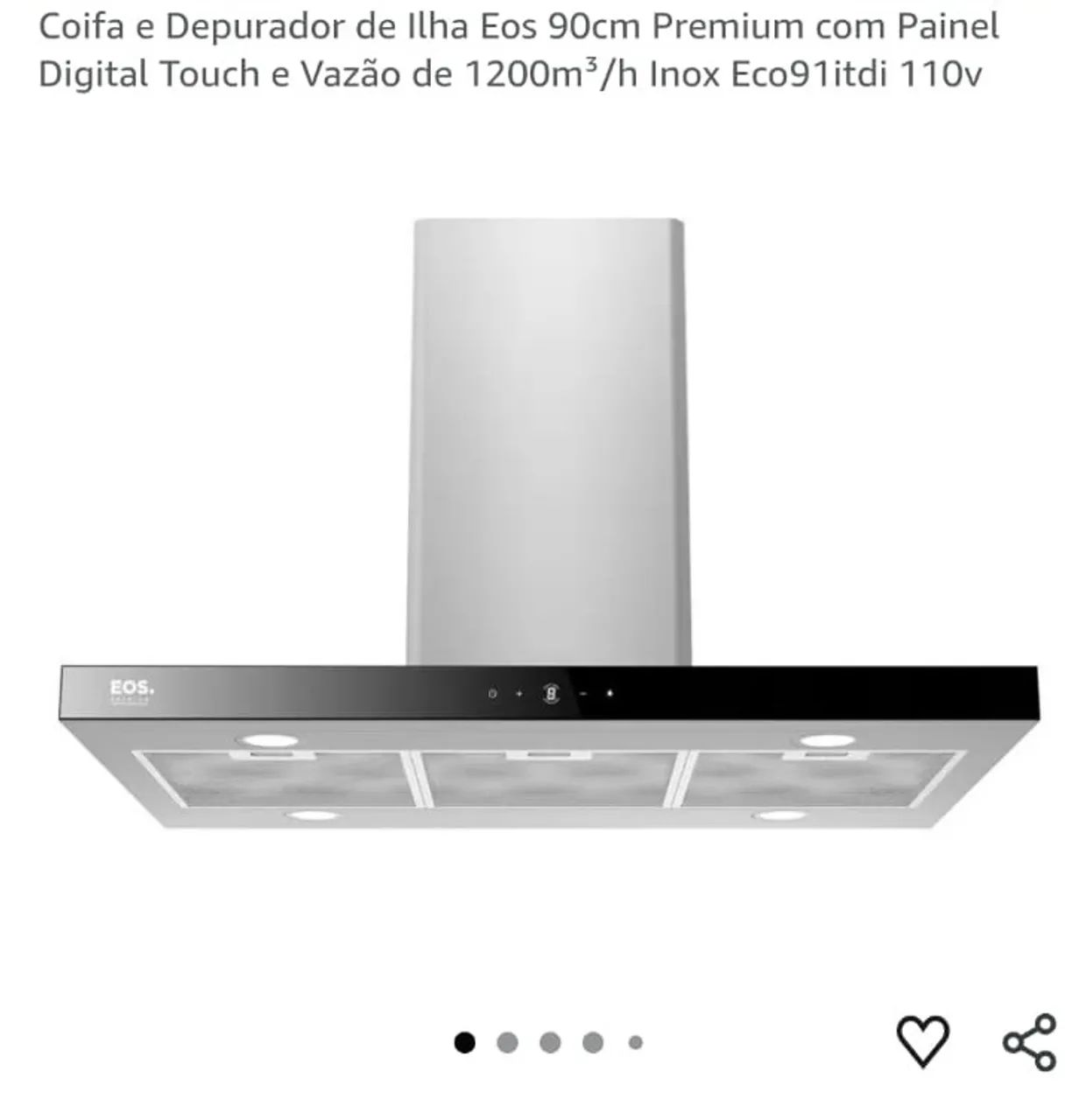 Coifa de Ilha EOS Premium 90cm Nova na Caixa 110V