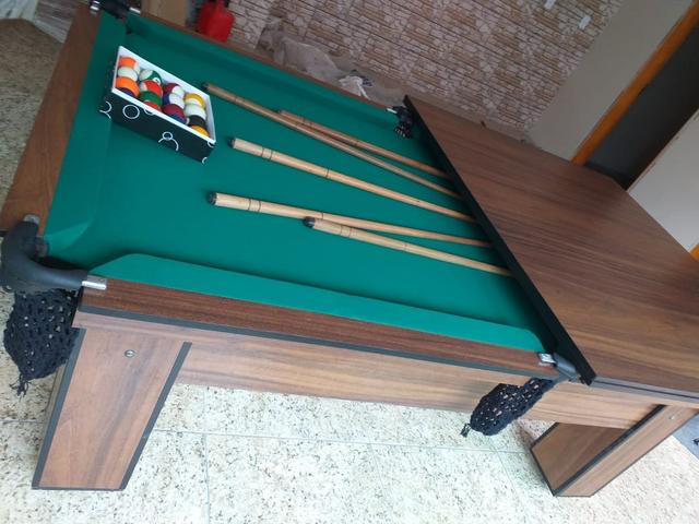 Mesa de Bilhar Tecido Verde Cor Tabaco Tx Modelo MDR0651 - Foto 6