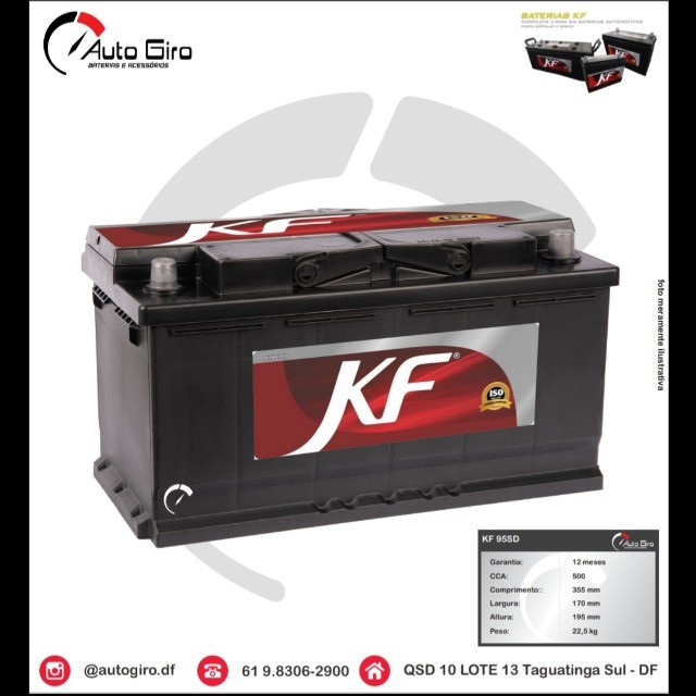 Bateria KF 95 D com 12 meses de garantia. - Carros, vans e utilitários -  Taguatinga Sul (Taguatinga), Brasília 881114969