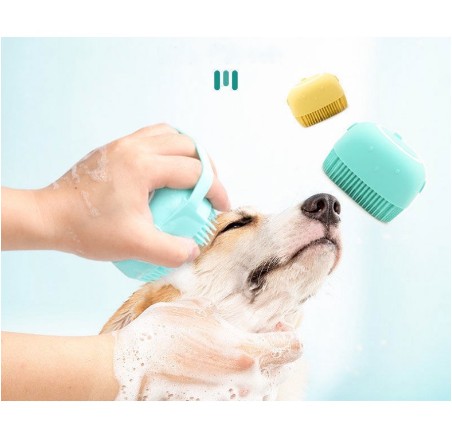 *1/H Esponja De Silicone P/ Banho Com Dispenser Shampoo Escova Crianças Adultos Pets z325