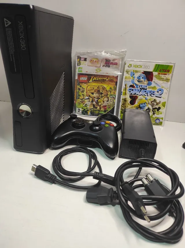 console Xbox 360 super slim original desbloqueado com 8 jogoscompleto Xbox  slim