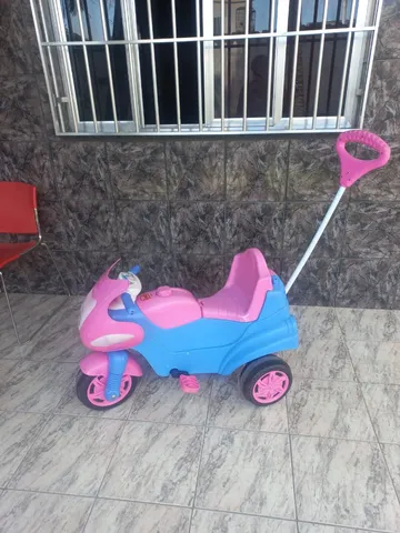 Motoca Infantil Triciclo Fast Azul com Empurrador e Proteção Pais
