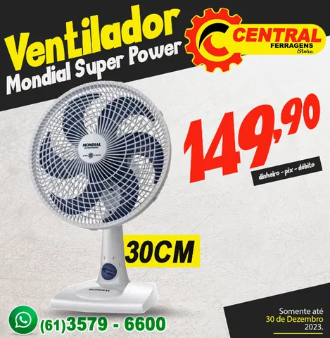 Ventilador de Mesa MONDIAL 110V, 30cm, 6 pás, Super Power - VSP-30