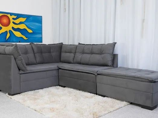 Sala sofá de canto com puff  - Foto 4
