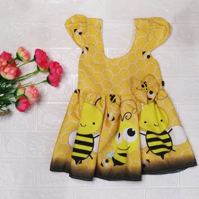 Vestido Rodadoo Personagem Abelhinha Infantil Veste 1 E 2 Anos