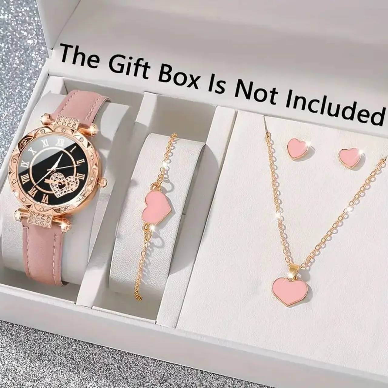 Kit de Acessórios Feminino com Relógio, Colar, Brincos e Pulseira