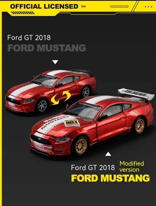 MINIATURA CCA FORD MUSTANG GT 2018 VERMELHO 1/42 - Foto 4