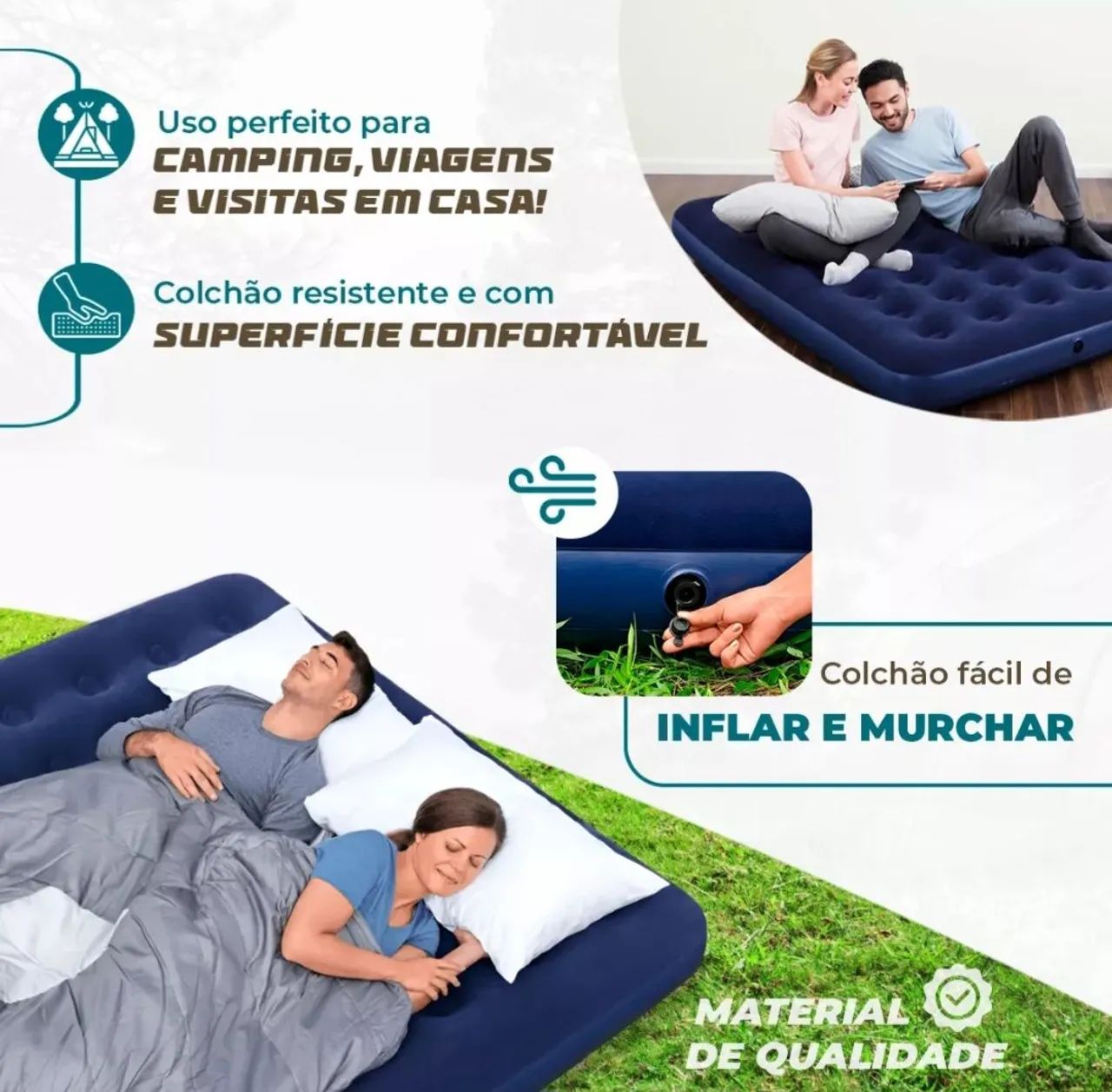 Colchão inflável casal + bomba - Foto 3