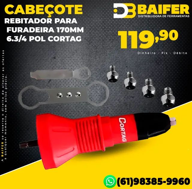 Cabeçote Rebitador Para Furadeira 170mm 6.3/4 Pol Cortag