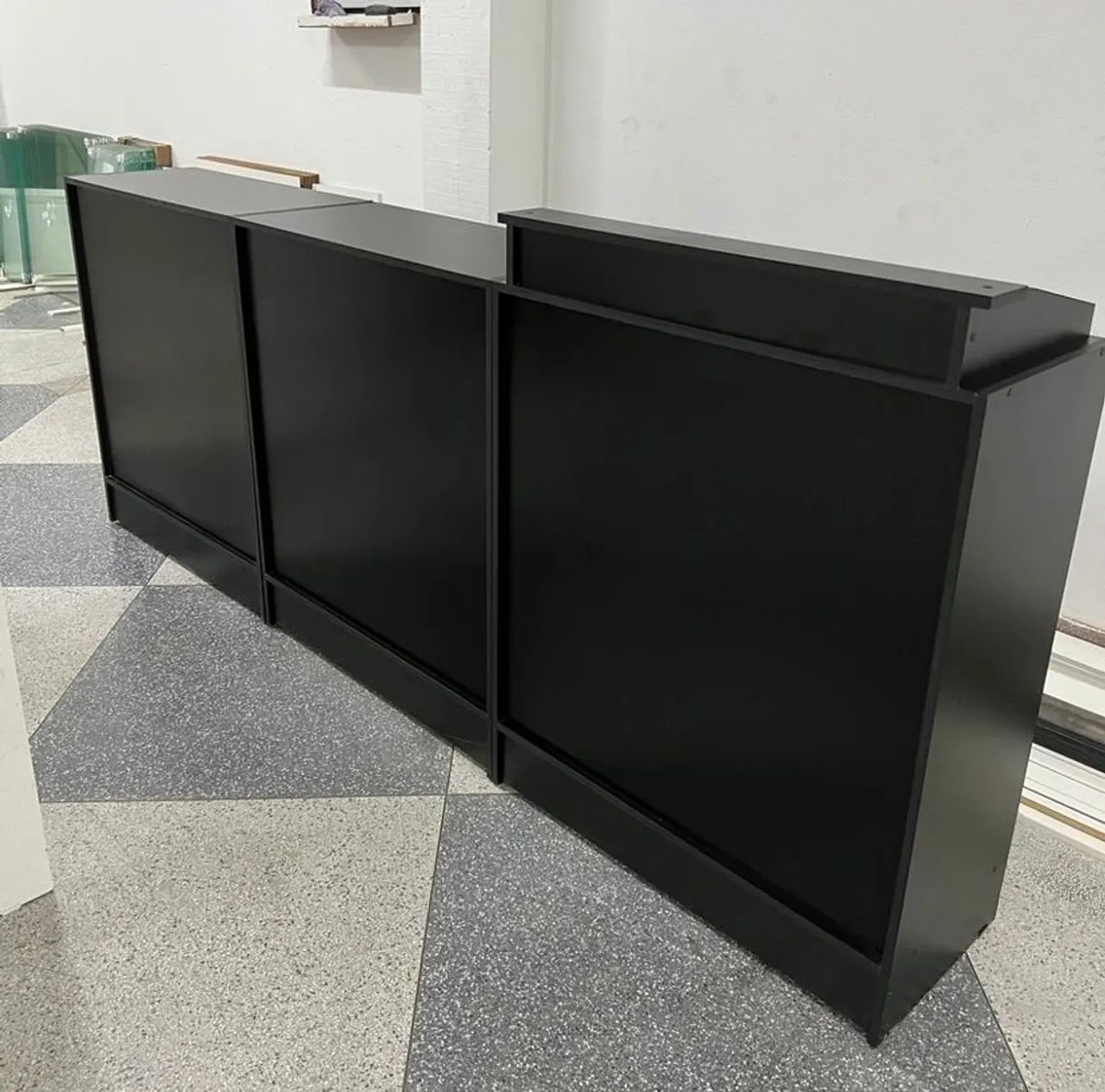 BALCÃO PRETO CAIXA RECEPÇÃO NOVO - MDF