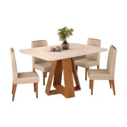 Mesa De Jantar Celeste Com 4 Cadeiras