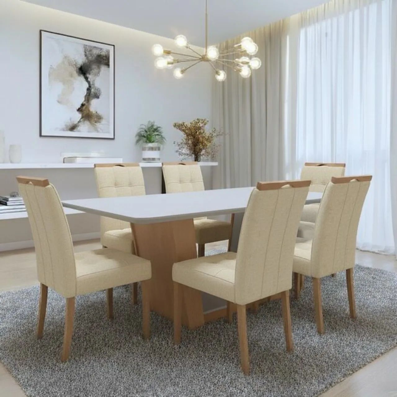 Mesa Apogeu com 6 cadeiras Sophia - Entrega Rápida 