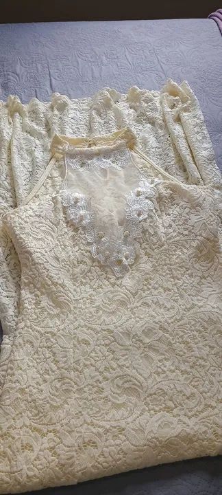 Vestido de renda off white  M - Foto 2