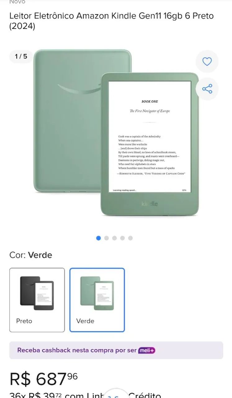Kindle 11° geração Verde Matcha 16GB - Tablets e E-Readers