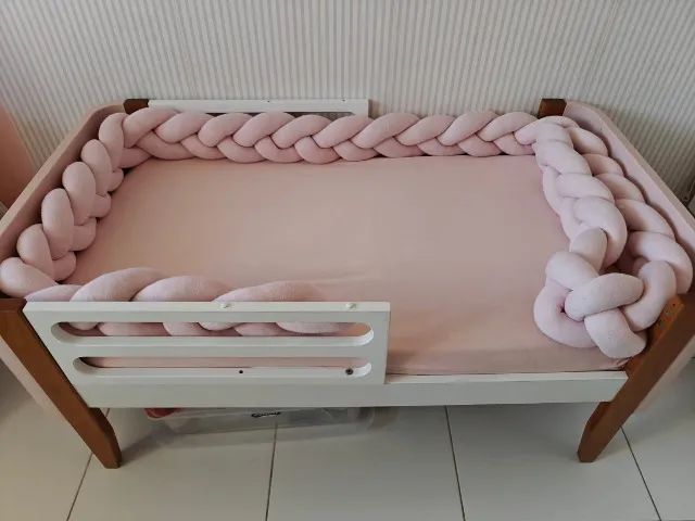 Berço Multifuncional BO - Rosa/Branco - Vira Mini Berço e Mini Cama! - Foto 4