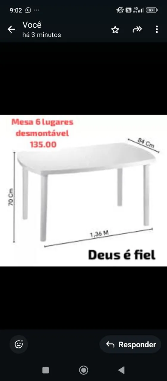 Mesa 6 lugares desmontável