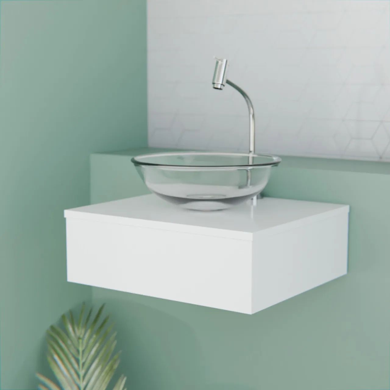 Bathroom Cabinet with 45 cm Basin, Without Faucet, White