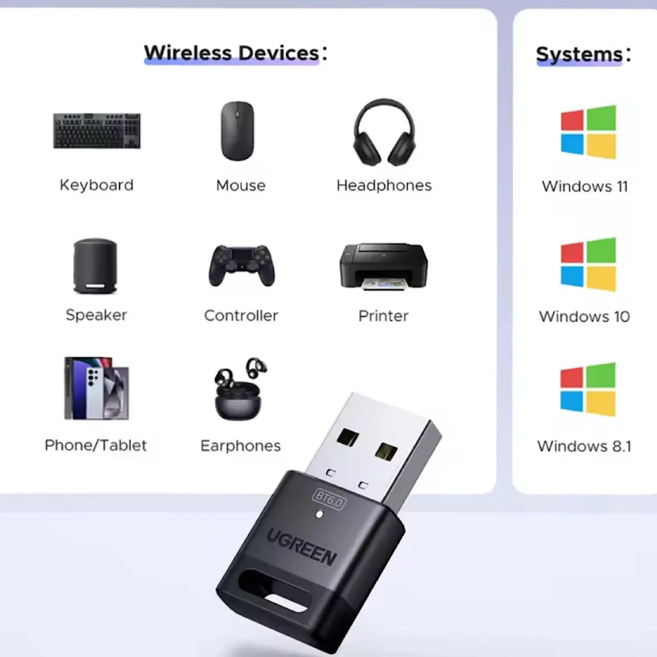 Bluetooth Ugreen 6.0 Computador Pc Windows Notebook. Sem Fio. Adaptador Usb - Foto 4