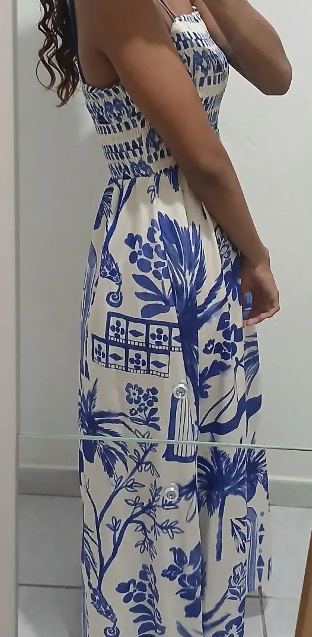 Vestido Longo Azul e Branco| SHEIN - Foto 2