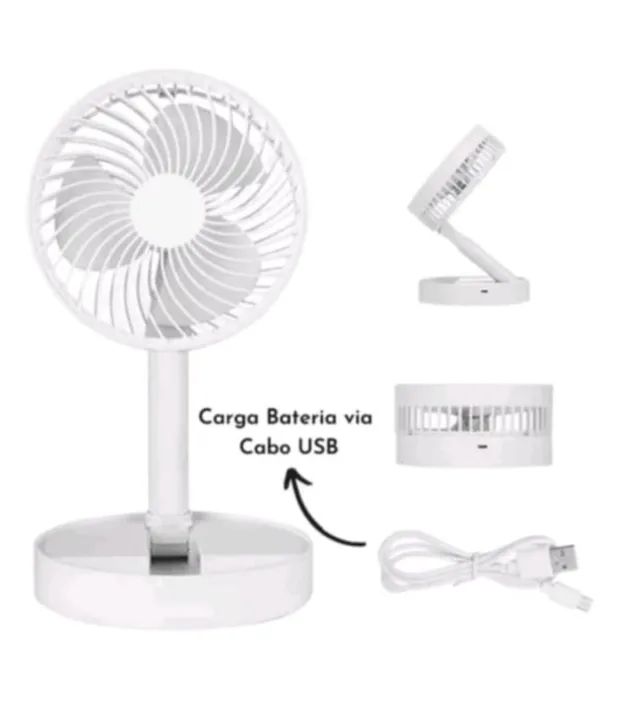 Ventilador portátil 5 Hélices - de mesa e chão<br>USB recarregável dobrável - Foto 4