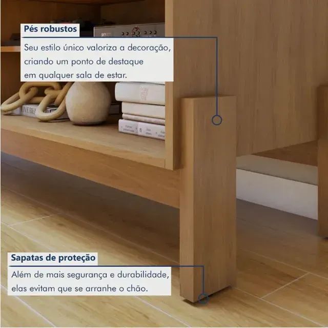 !!! FRETE GRATIS !!! Rack Bancada Ouro Preto Larg. 1.64m TV até 65 Polegadas - Foto 3