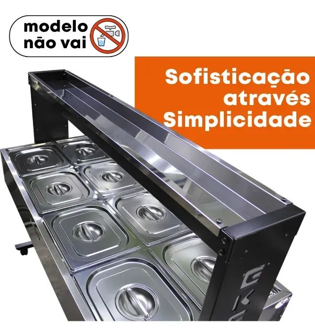 Carrinho Buffet Térmico Self Service Inox 8 Cubas 220v - Inox - 220v Carrinho Buffet Térmi - Foto 5