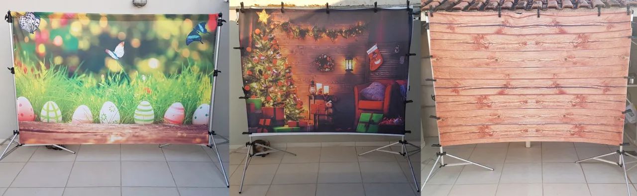 Kit Fundo Infinito (tripés 3m + barra telescópica 3m + chroma 4 x 1,5m + fundos) - Foto 2