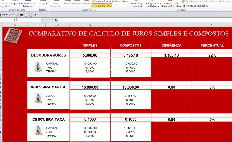 Planilha Completa De Cálculo De Juros Simples E Compostos  - Foto 3