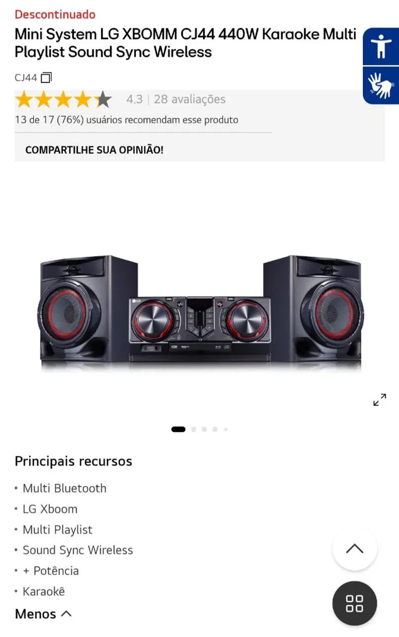 Mini System LG XBOOM CJ44 - Foto 3
