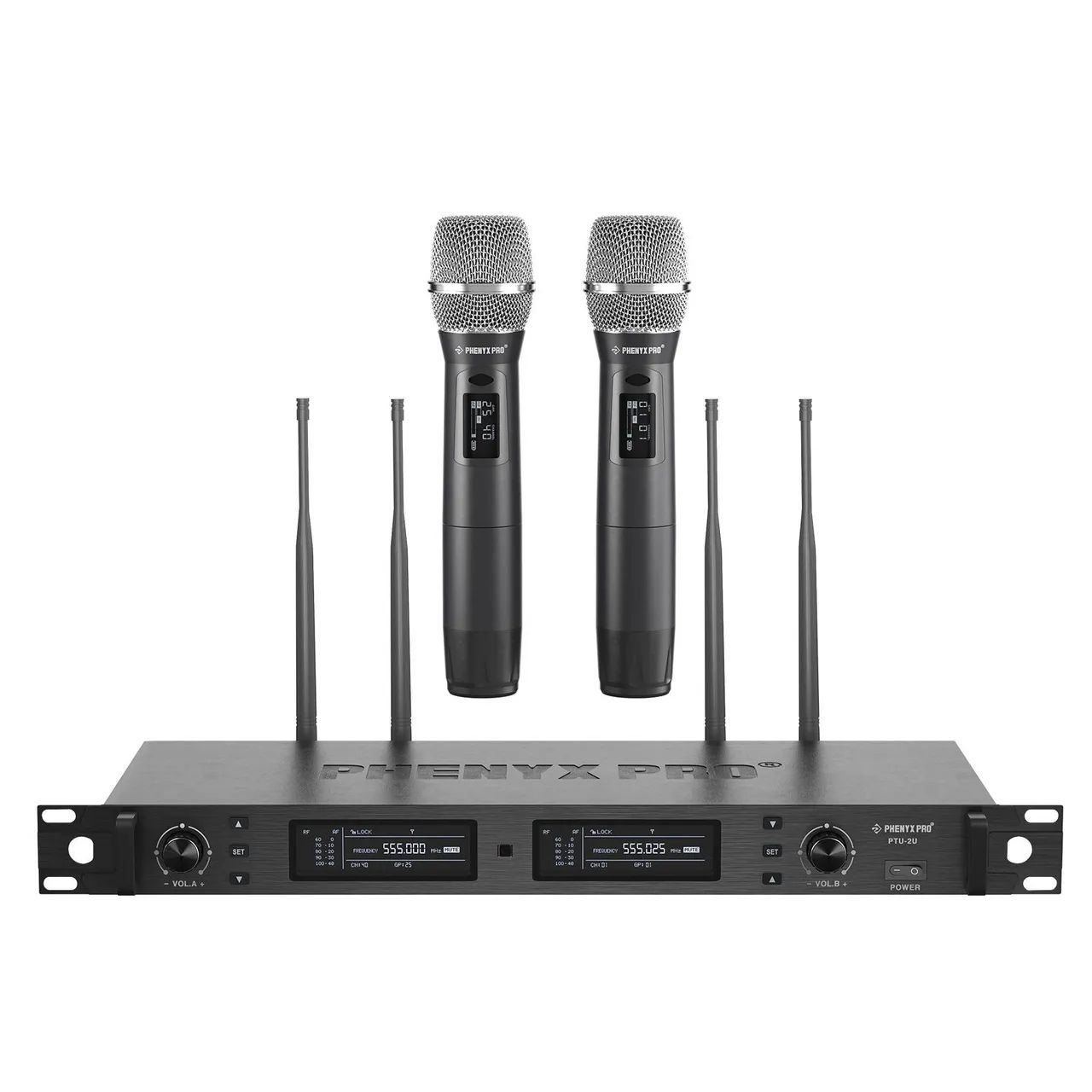 Sistema de Microfone Sem Fio Phenyx Pro PTU-2U Profissional 