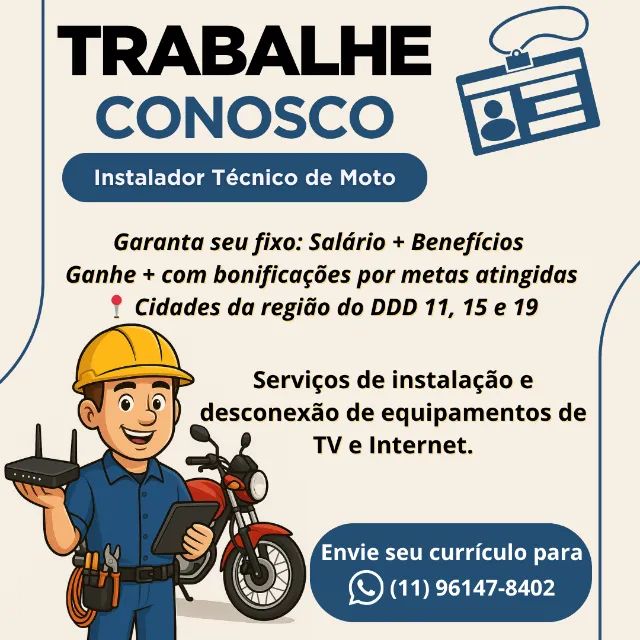 motoboy instalador tecnico bragança pta sul