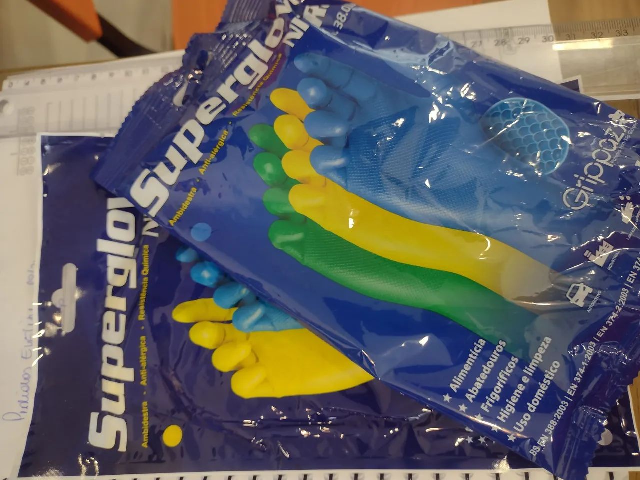 Kit com 15 pares Luvas Superglove - Limpeza Pesada - Tamanhos P, M, G e GG 