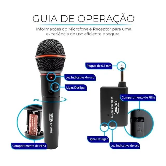 Microfone Sem Fio Alcance: 30M e Conexão Cabo P10 Hi-Fi - Foto 5