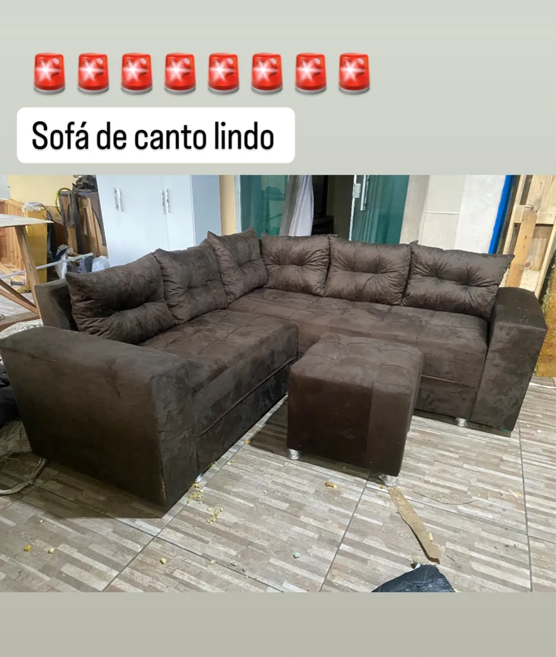 Sofá de canto lindo e confortável! Marrom