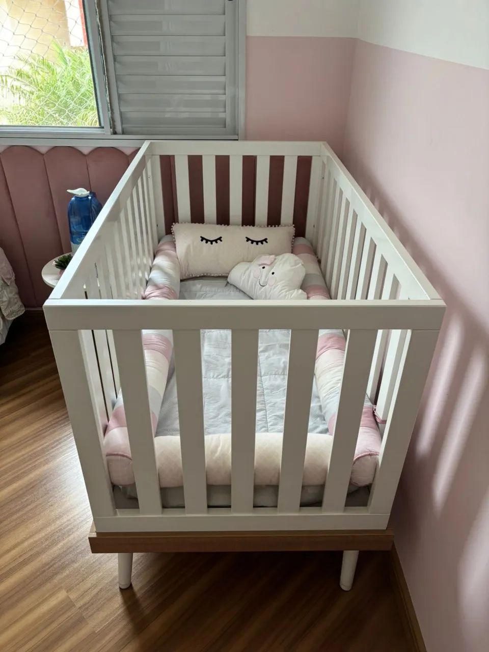 Berço 2 em 1 Somniare em laca branca e peroba - Usado  - Foto 4