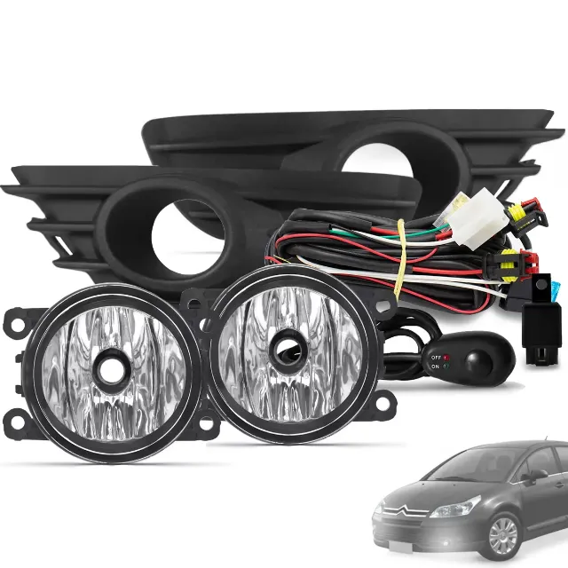 Kit Farol de Milha Neblina para o Cintroen C4 ano 2007 - 2014 com Botão Comum