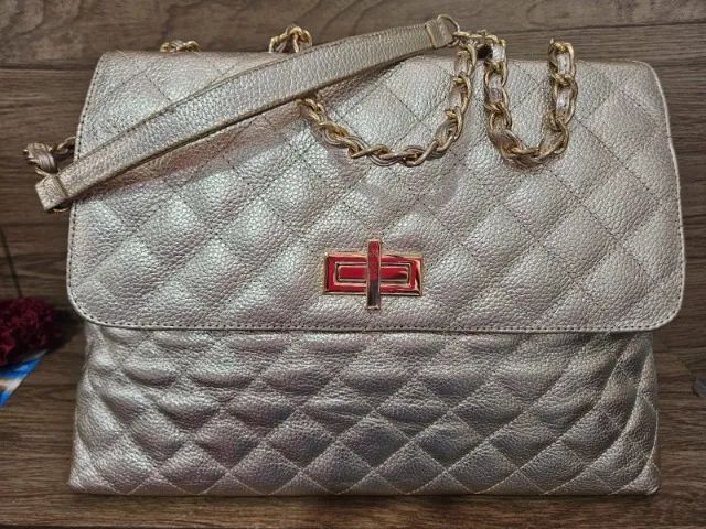 Bolsa em couro dourado - BRUNELLY