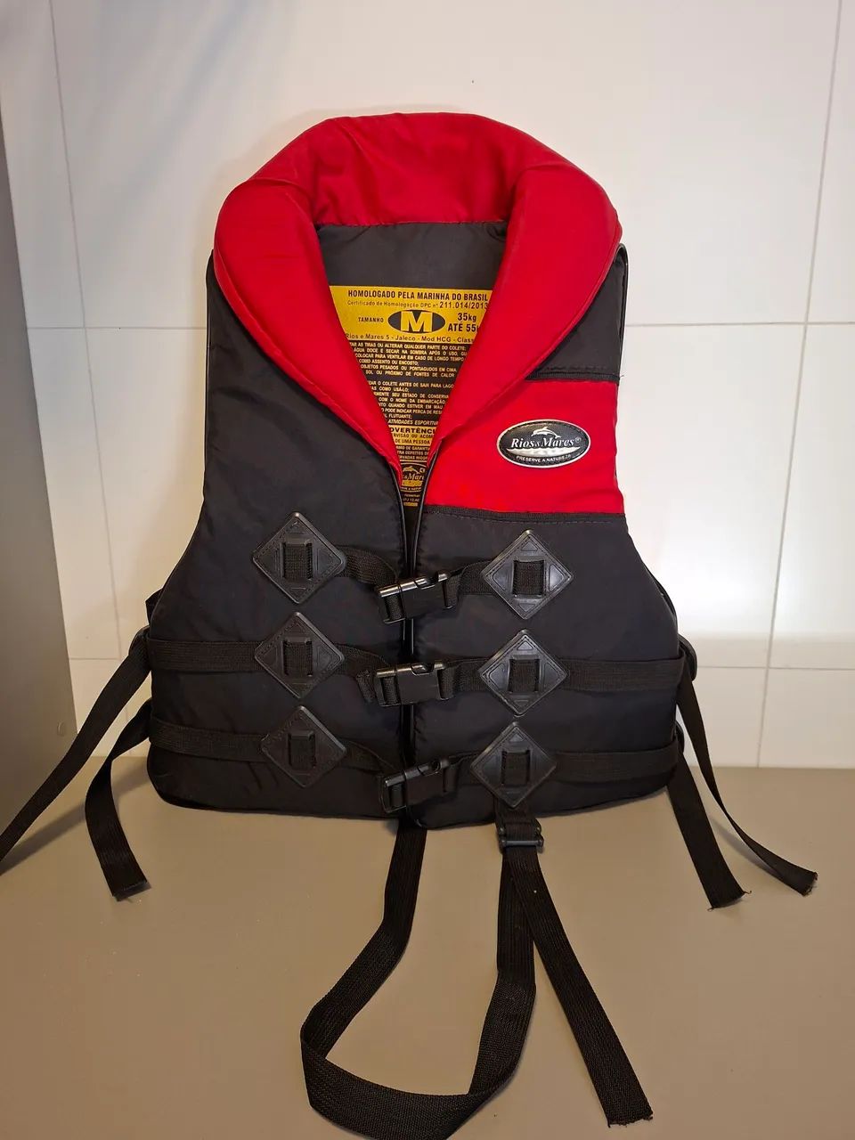 Colete Salva Vidas Rios e Mares homologado classe V, tamanho M (35 a 55 kg)