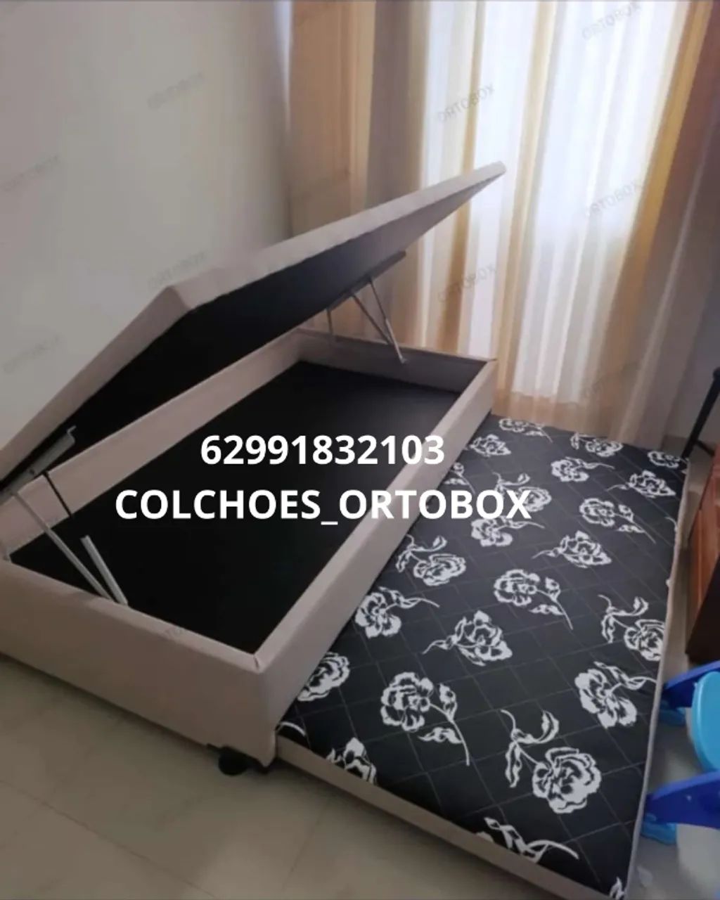 Box baú solteirão com auxiliar na espuma 