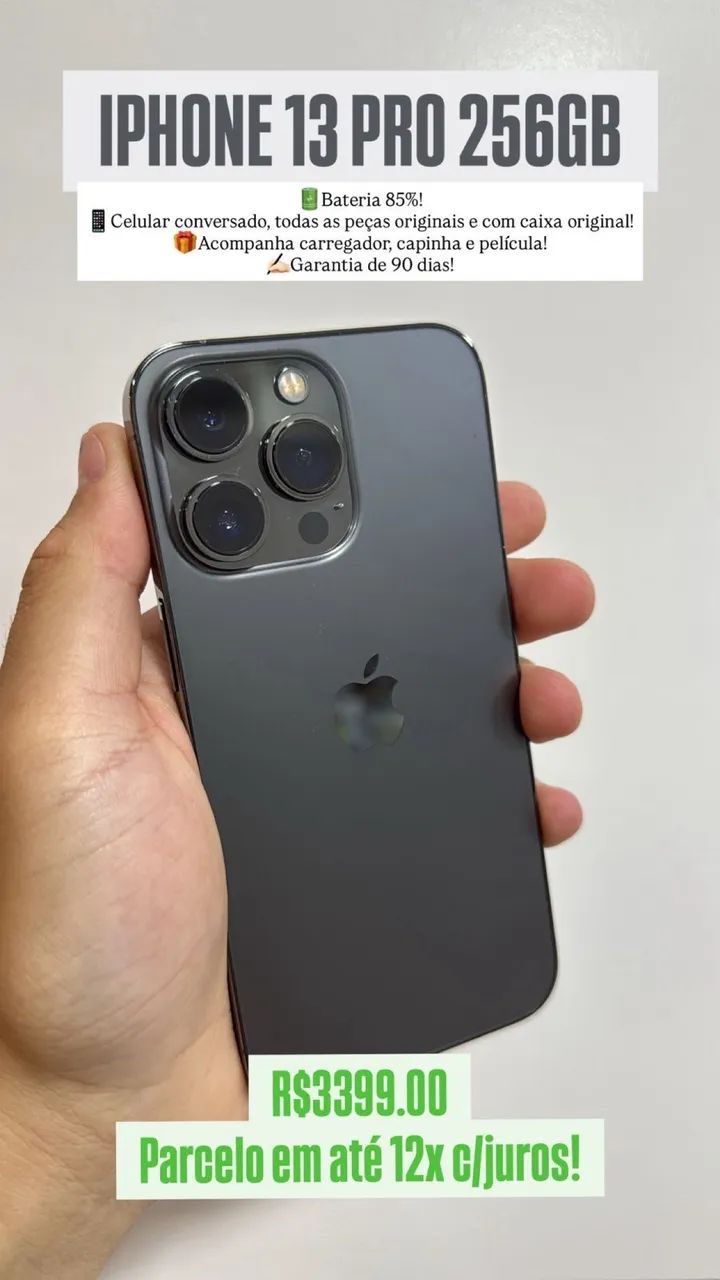 iPhone 13 Pro ? 256GB | Preto | Bateria 85% | Garantia 90 dias iPhone 13 Pro ? 256GB | Preto | Bateria 85% | Garantia 90 dias