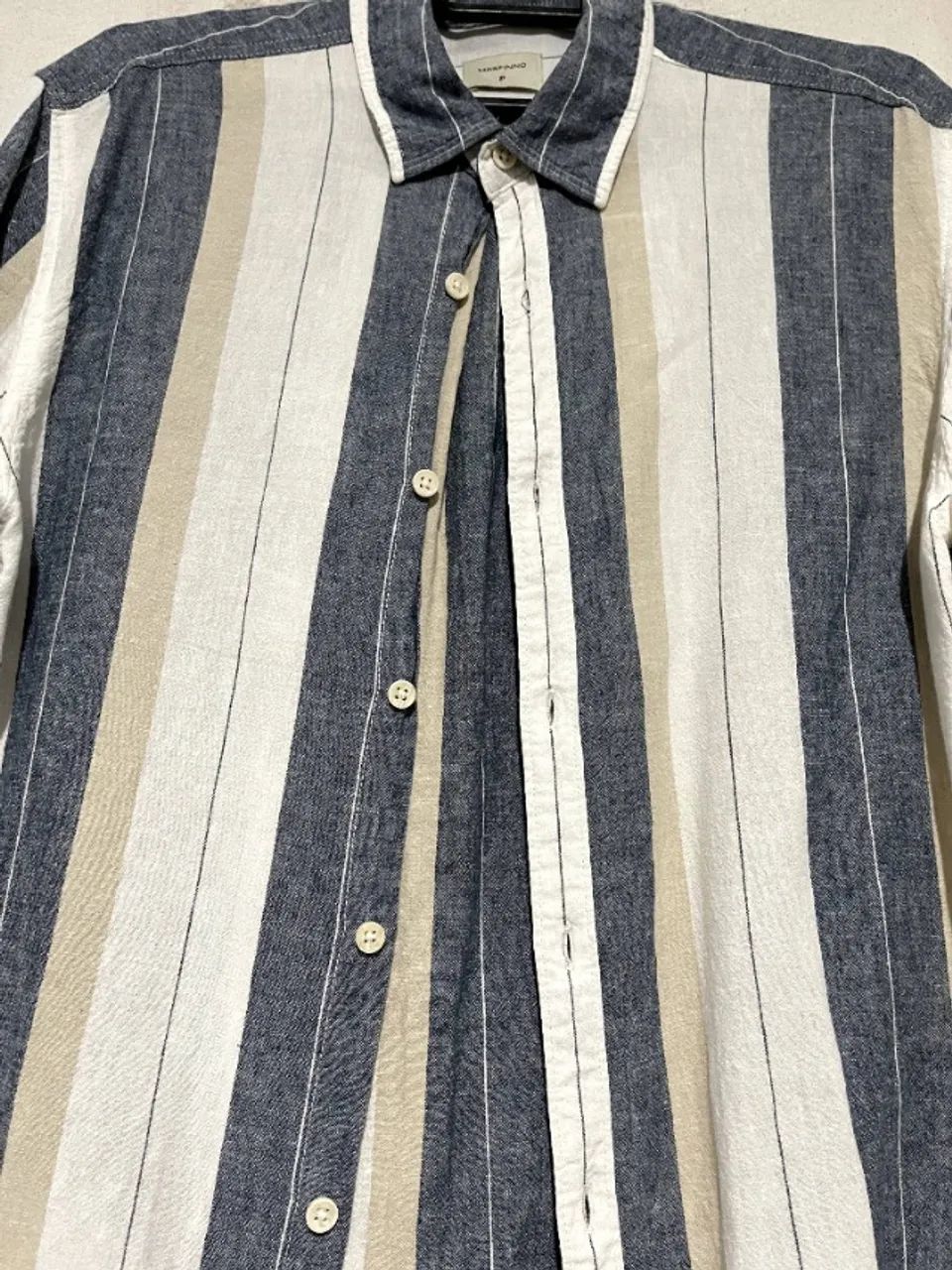 Camisa Listrada com Verde (Renner) - Linho P - Foto 4