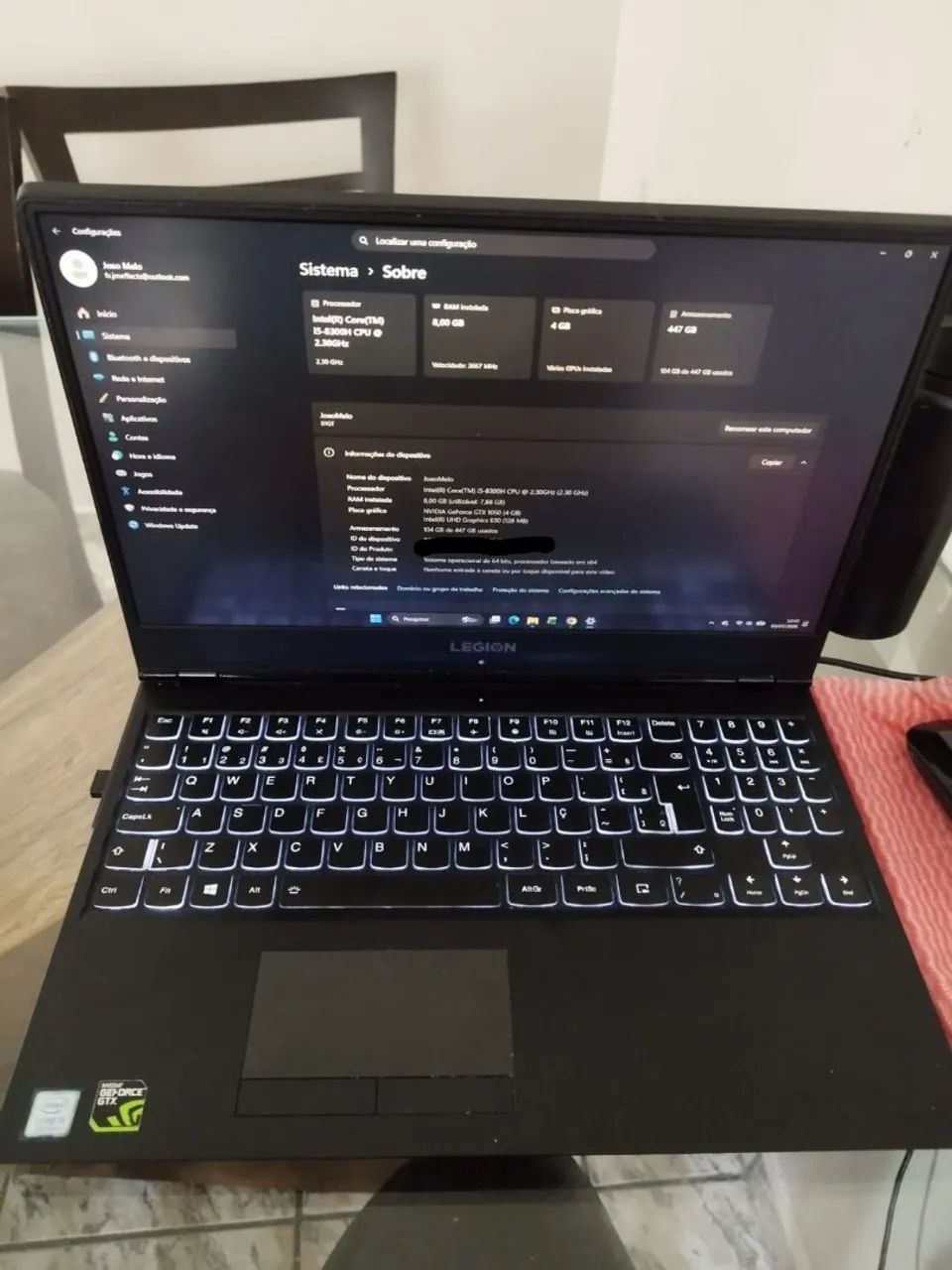 Nootbook com placa de vídeo GTX 1050 4GB