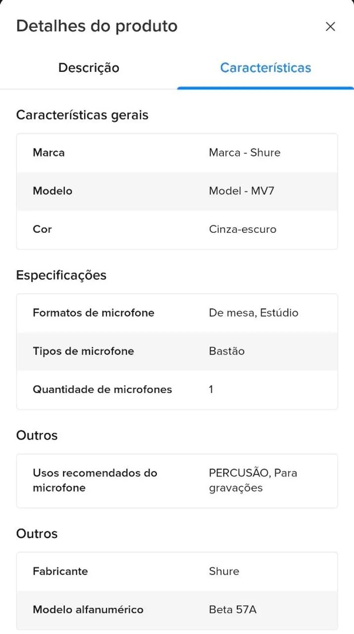 Microfone Shure Beta 57a Profissional Musico Percussão - Foto 4