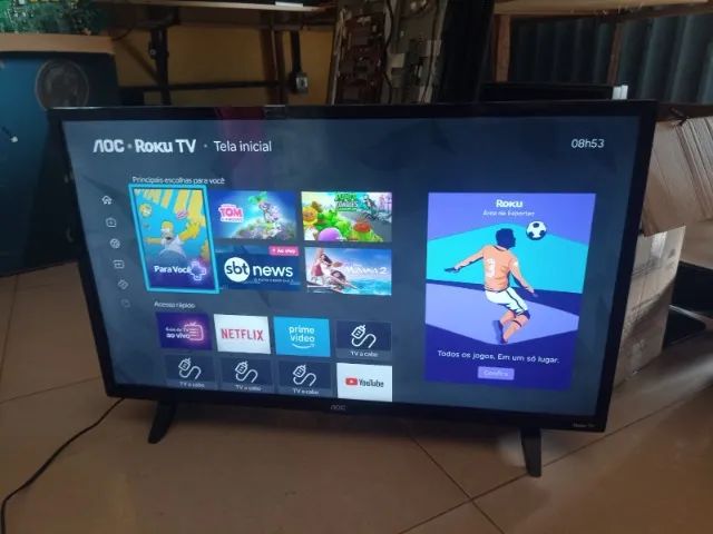  TV Smart AOC 32 Polegadas - Perfeita, com Controle e Pezinhos