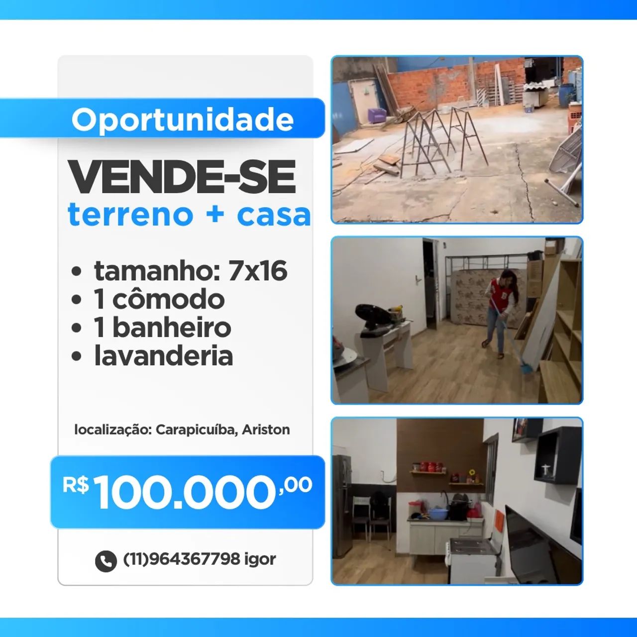 Vende-se terreno com casa alugada. 