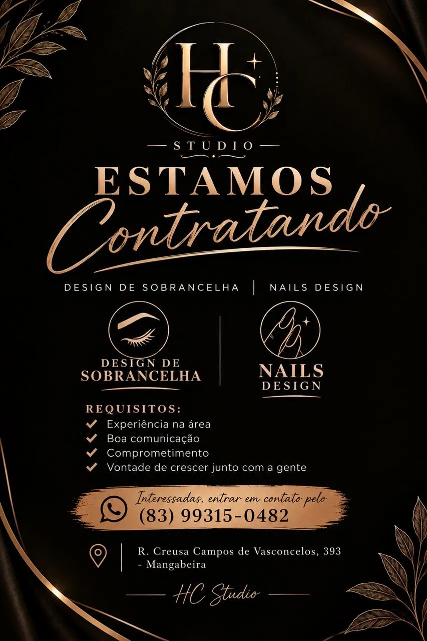 VAGAS PARA NAILS E DESING DE SOBRANCELHAS 